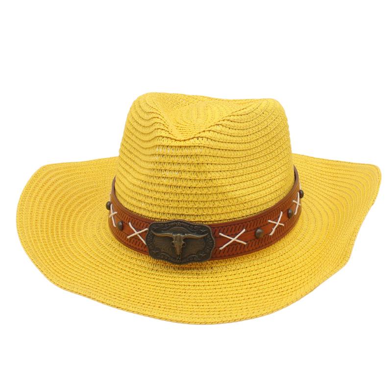 New adjustment soft denim straw hat ethnic style big brim top hat men's and women's outdoor sun hat