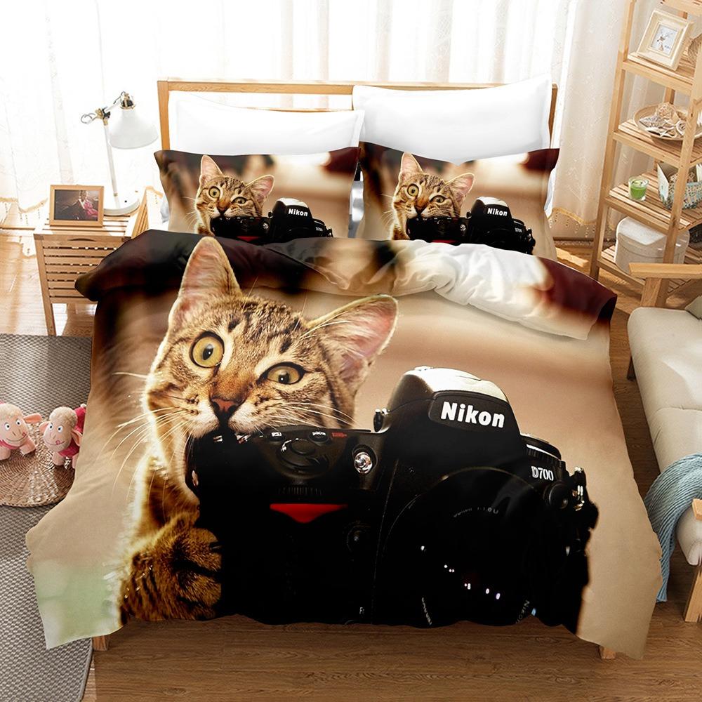 Animal Cat Bedding Sets Quilt Bed Cover Comforter Duvet Cover Pillow Case 2-3 Pieces Sets Kids Adult Bedroom Decoration