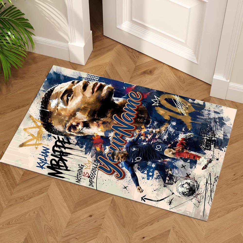 Mbappe Customized Name Carpet Design for Living Rooms Study Room Decorate Room Hallway Anti-slip Rug Decorate Offices Birthday/Christmas Gift