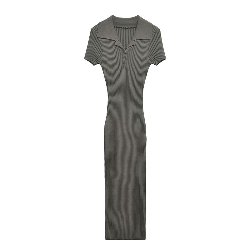 Kaslead New Arrival Women's Clothing Fashion Style Fashion Simple and Thin Rib Knitting Length Dress 3471104
