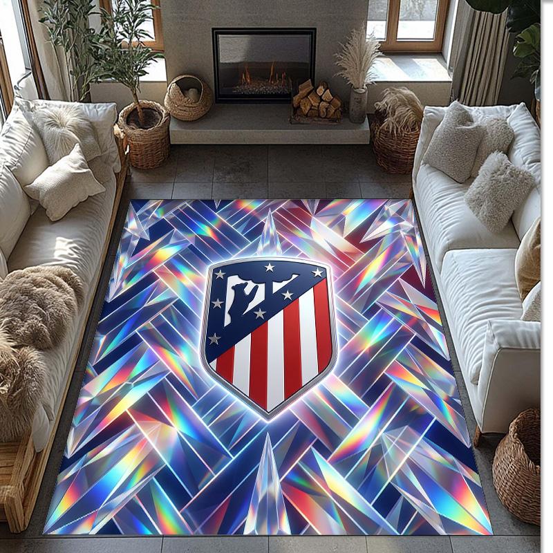 Atletico Madrid Printed Flannel Area Rug Non Slip Soft Polyester Floor Carpet Indoor Decor Mat for Bedroom Living Room Sofa Game Room Home Decoration