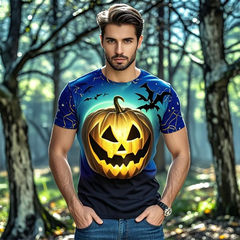 Halloween Pumpkin Graphic T Shirts Horror Ghost T Shirt For Men Clothes Casua