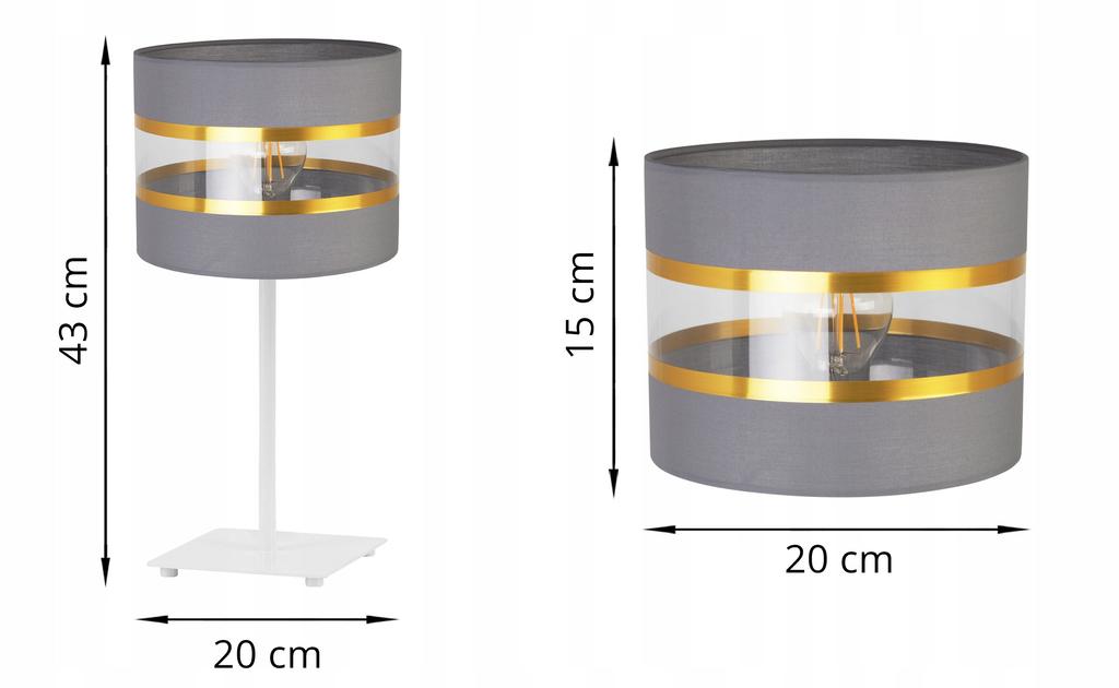 Night Table Lamp, Elegant Gold Lampshade, 20 Cm