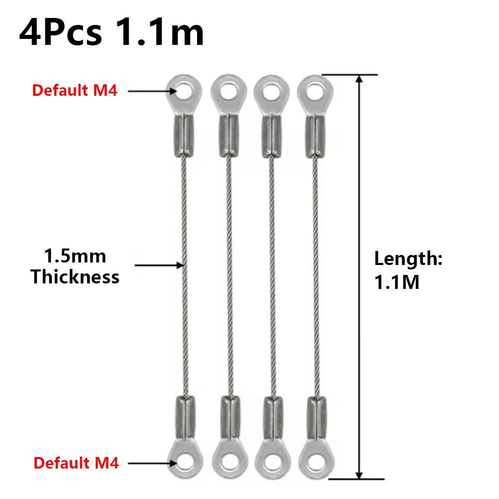 4Pcs 304 Stainless Steel Wire Rope Anti-fall Safety 1.5mm Terminal Block M4 Wire Eyelets Lighting Hanging Wire for Hanging Lamp