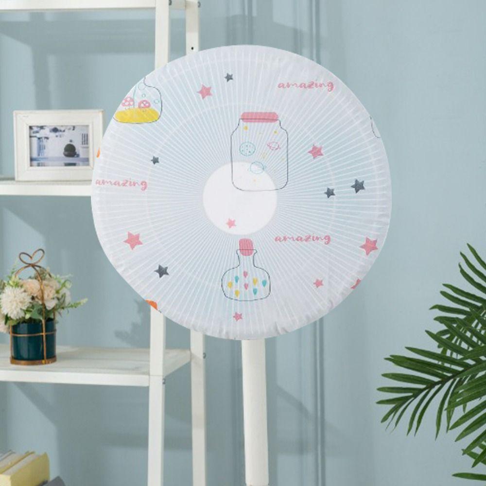 Reusable Fan Dust Protective Cover Waterproof Washable Electric Fan Cover Round Head Cartoon Pattern Printing