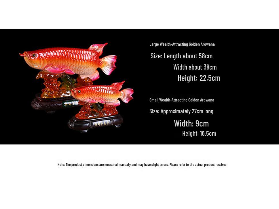 Golden Arowana Wealth-Attracting Feng Shui Ornament for Living Room, Wine Cabinet, or Office Desk - Prosperous Chinese Resin Decoration.