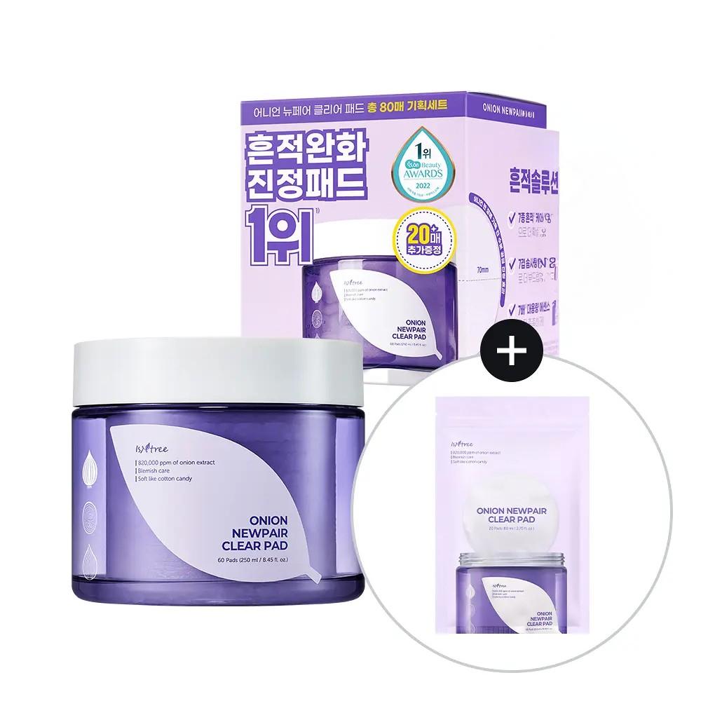 Isntree Onion Newpair Clear Pad Special Set (60 Pads + 20 Refill Pads)
