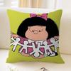 M-Mafalda Girl Pillow Covers Cartoon Sofa Decorative Home Double-Sided Printing Short Plush Cute Cushion Cover