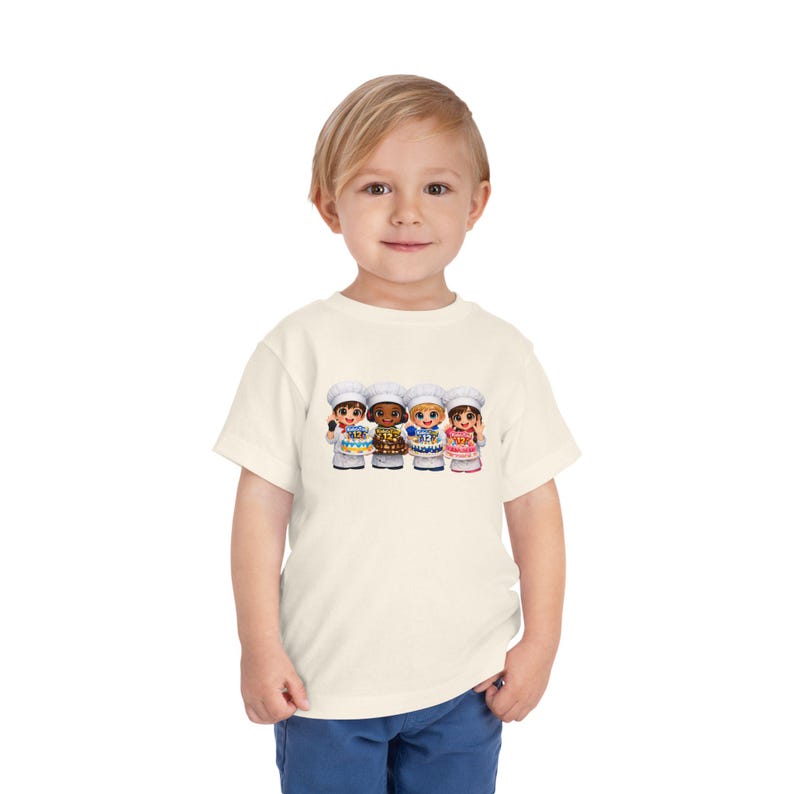 Toddler Chef Dolls Illustration Tee: Inclusive Baking Playtime Shirt 160