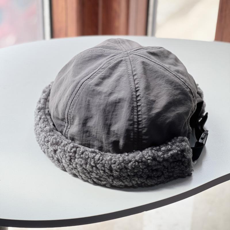 Autumn and Winter New Simple Lamb Wool Warm Landlord Hat Men and Women Casual Versatile Solid Color Hip Hop Melon Hat Tide
