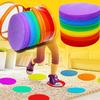 36Pcs Adesivo marcador de carpete redondo Fita fixadora antiderrapante Jardim de infância Sala de aula Crianças Educacional Colorido Piso Spot Dot Tapete