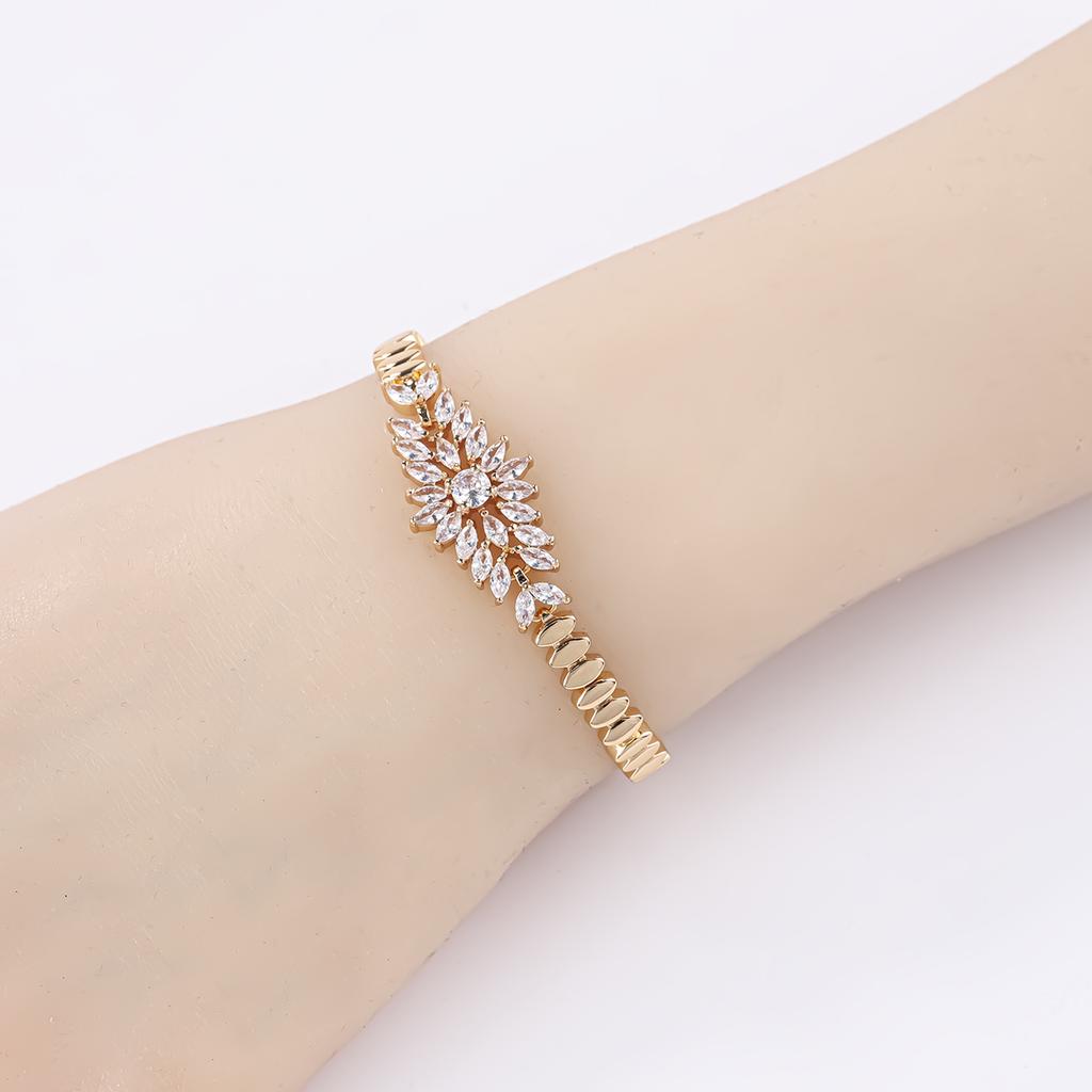 18K De Oro Gold Plated Cubic Zirconia Copper Pro Mayor Pulsera De Mujer Fashion Jewelry Custom Diamond Women Bracelet