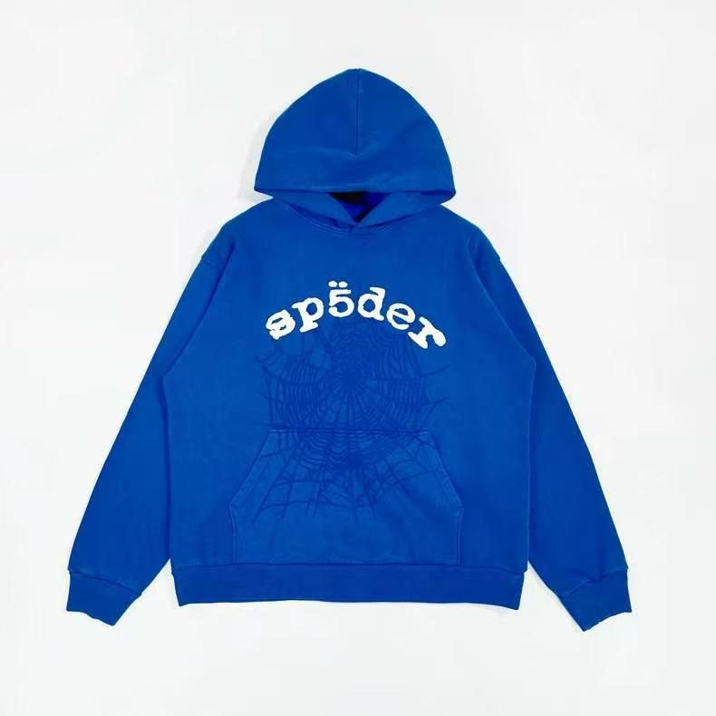 Sudadera con capucha Sp5der Versión Alta Estampado de Telaraña: Ajuste Americano de Moda para Hombre