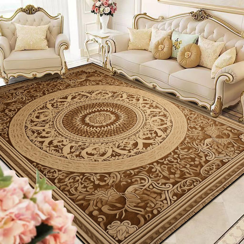 Koberec v evropském stylu do obývacího pokoje Měkký luxusní koberec Ložnice Šatna Obývací pokoj Dekorační koberec Velká velikost Pratelný Protiskluzová podložka na podlahu