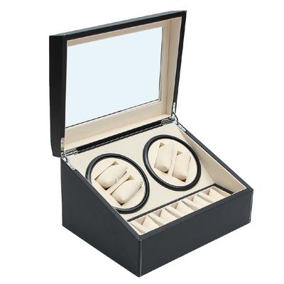 Custodia per display con avvolgitore automatico per 4 + 6 orologi in pelle PU, funzionamento silenzioso, rotazione automatica