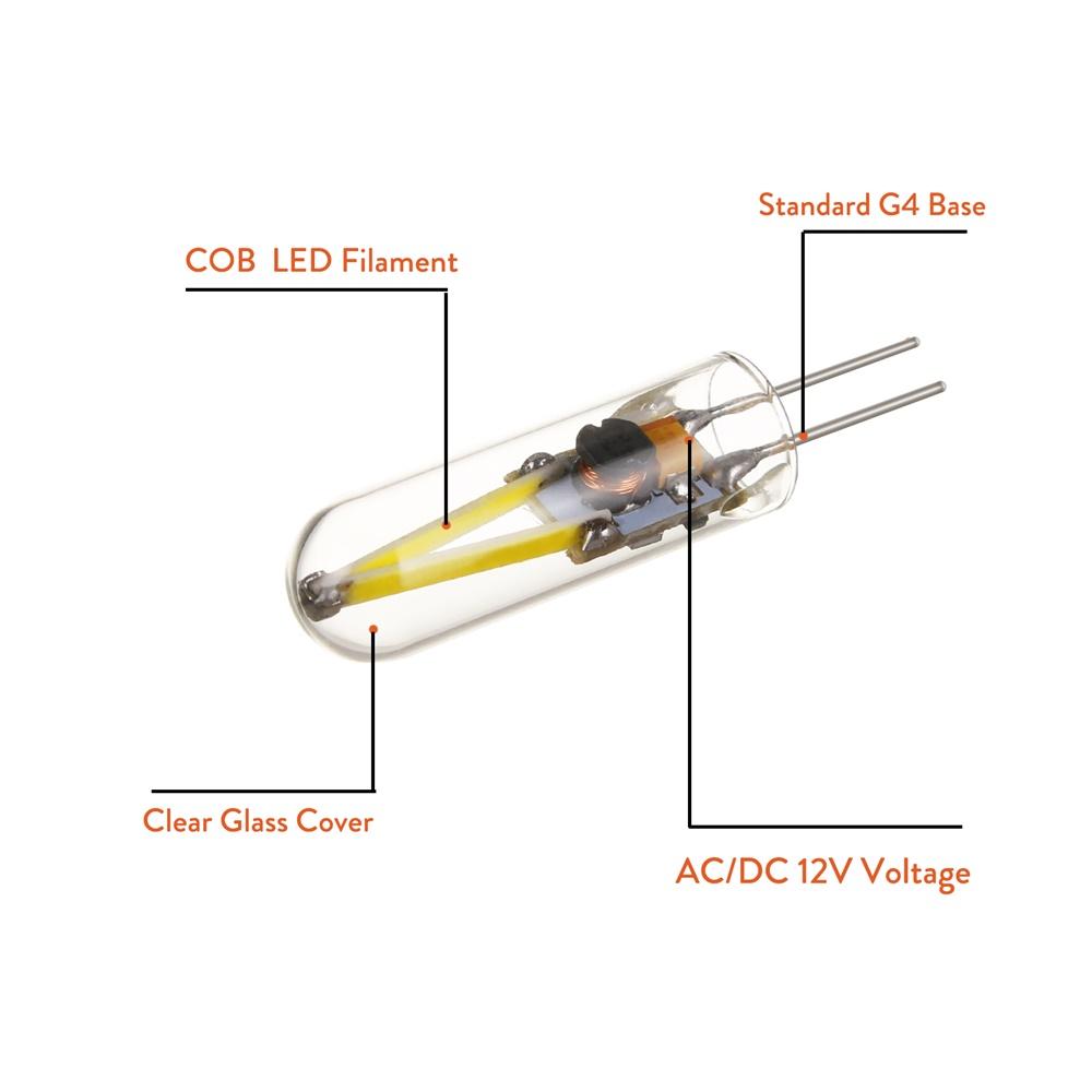 5PCS Mini G4 Led Light Bulbs Ac Dc 12V Filament Bulb Glass Lamps For Cool White 6000K Warm 3000K 3W Lamp Bombillas Cob Corn Home
