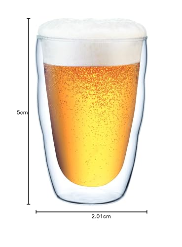 BODUM Pilatus Double-Wall Glass Tumbler, 350ml, Set of 2, Insulates Hot or Cold Drinks, Double-Walled, Heat-Resistant, Microwave, Oven, Dishwasher, an