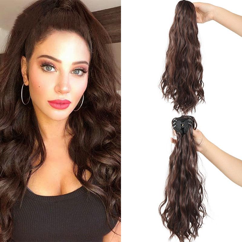 

SHANGKE Синтетические наращивания хвоста зажим для когтей Наращивание хвоста для женщин 16 дюймов длинное волнистое кудрявое наращивание хвоста шиньон для волос