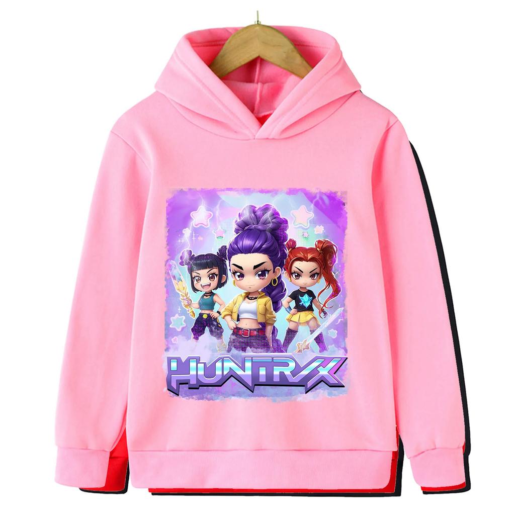 Kpop Witch Hunt Children's Clothing, Beautiful Girls' Spring and Autumn Hooded Sweatshirt, Stylish and Versatile Pullover