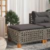 VidaXL Garden Stool and Cushion Grey 63.5x56x32 Cm Woven Resin, Garden Seat, Outdoor Seating, Cube Stool, 365933