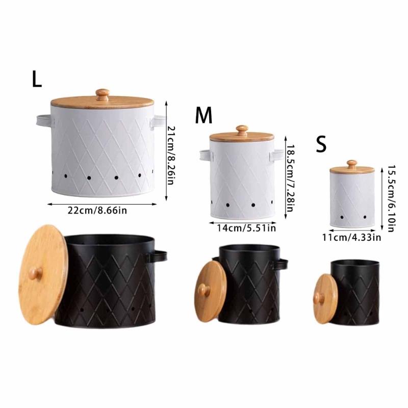 User Friendly Potato Onion Garlic Storage Bins with Bamboos Lids for Countertop Use In Restaurants and Homes