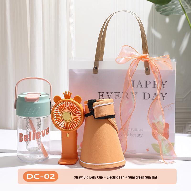 Summer Cooling Gift Set with Fan, Cup, and Hat