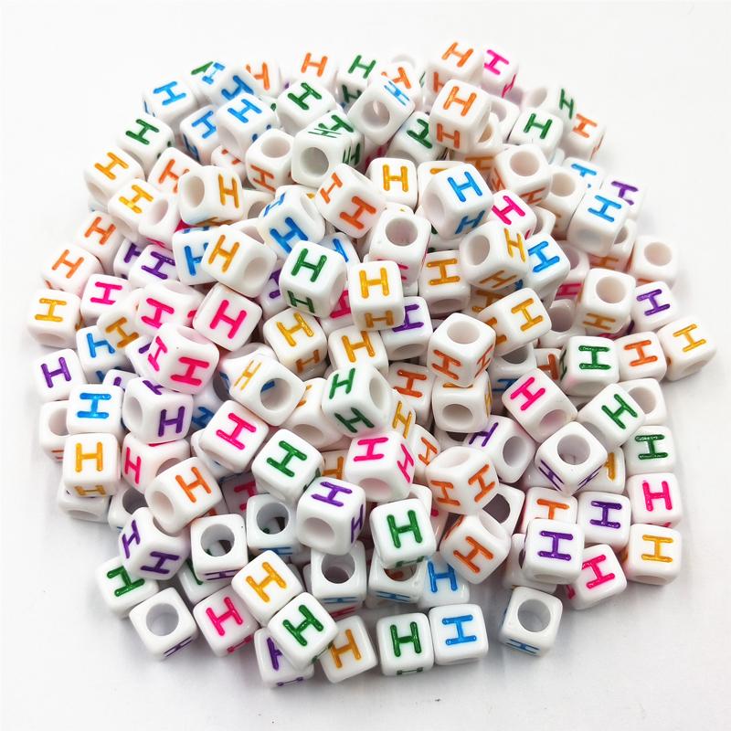 100 Pcs 6mm Acrylic Cube 26 Letters/Alphabet Colorful Loose Beads DIY Jewelry