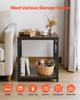 End Table, 2-Tier Square Side Table with Open Storage Shelves, Modern Nightstand Bedside Desk with X-Design Metal Frame, Wood Sofa Coffee Desk for
