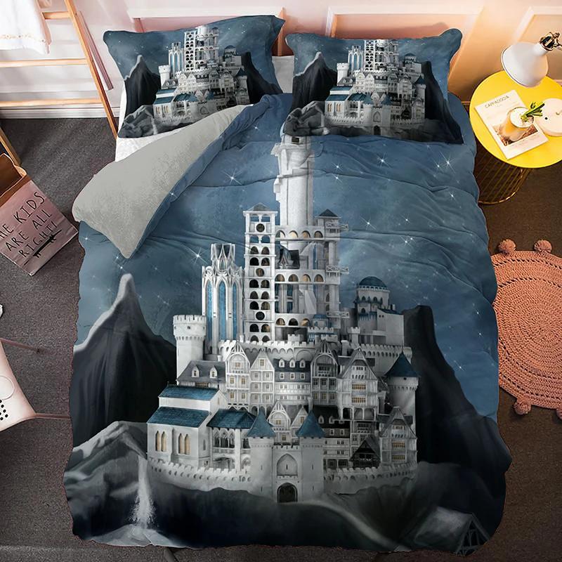 

Comforter Castle Full Queen Size Medieval Castle Bedding Set Fairy Tale Myth Theme Comforter Set 2/3Pcs Comforter (quilt)-EU Single(135*200cm)3pcs