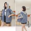 Hooded Denim Jacket Women's Spring and Autumn Stitching Loose Large Size Short Zipper Small Spring Top