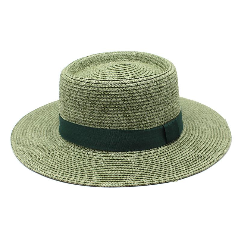 20 Color Summer Beach Sun Hats For Women Man Foldable Round Flat Top Big Brim Straw Hat Solid Color Outdoor Holiday Visor Caps