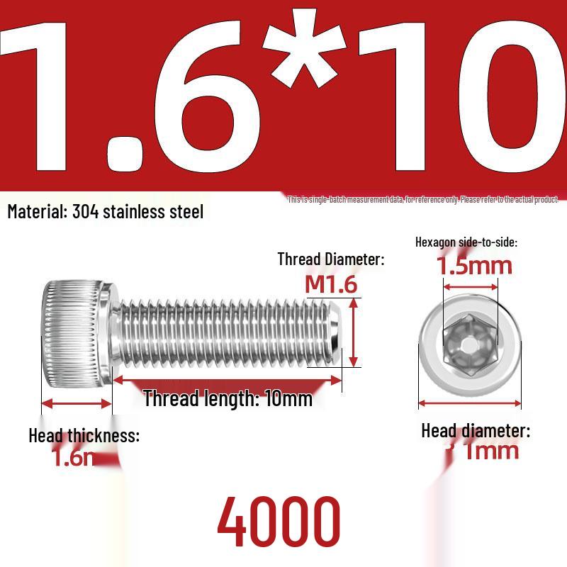 304 Stainless Steel Hex Socket Head Cap Screws, M2-M10, Extended Length