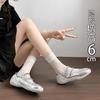 2025 spring and summer silver ballet sports Mary Jane shoes flat women's shoes thick sole height increase 6cm casual shoes