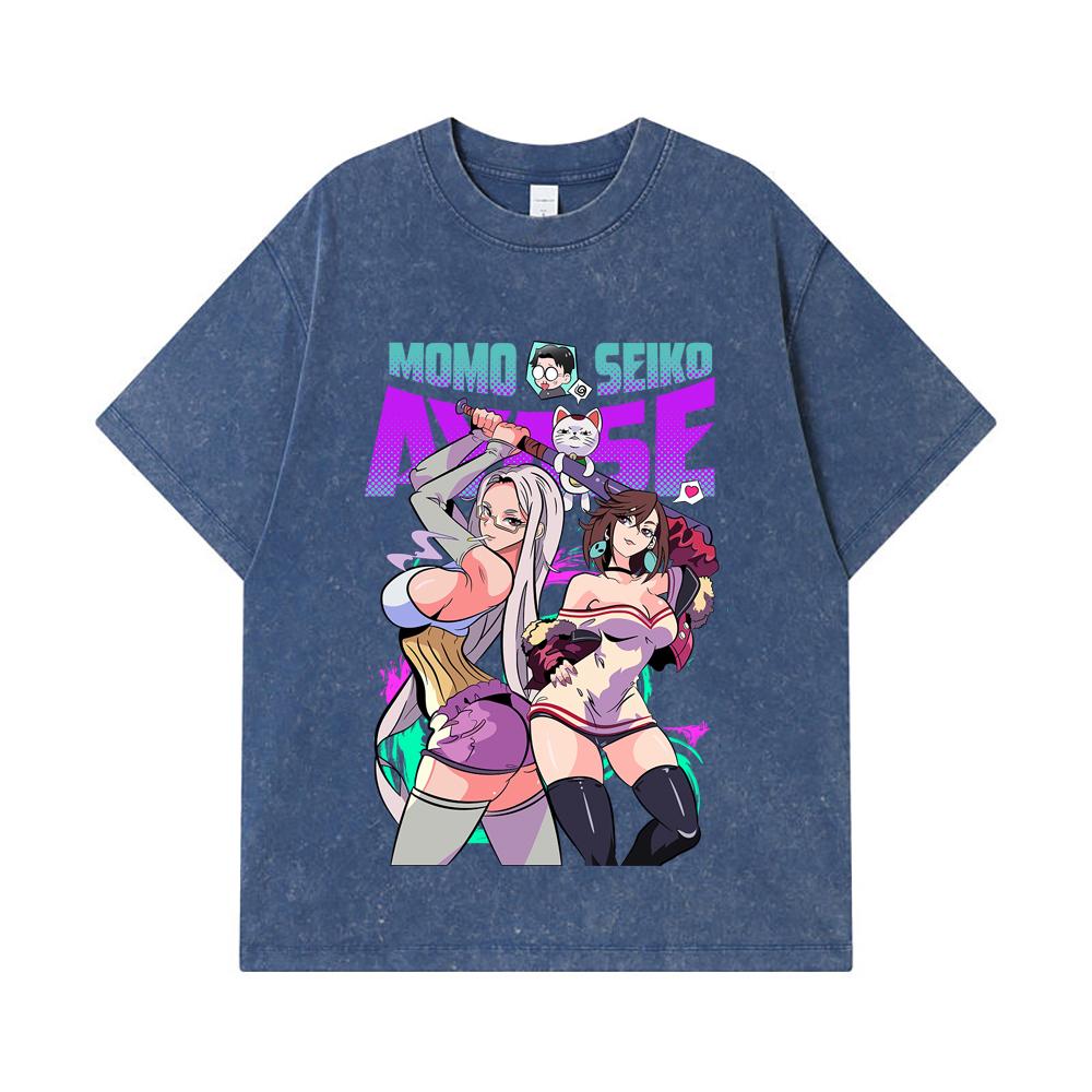 275 GSM Washed T-shirts 100% Cotton Dandadan V22 Momo Seiko Print Unisex Heavy Cotton T Shirt