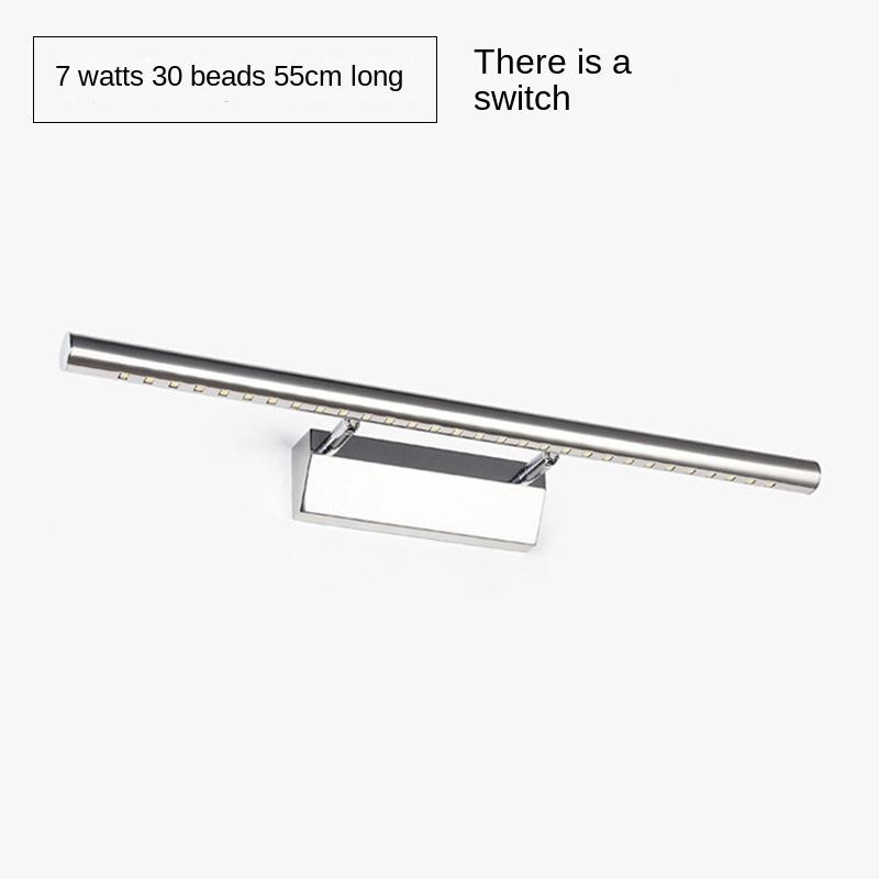 

Светодиодный светильник из нержавеющей стали для передней части зеркала, настенный светильник с защитой от запотевания, светильник для макияжа в европейском стиле для зеркального шкафчика, минималистичное современное зеркало Cool White(5500-7000K)