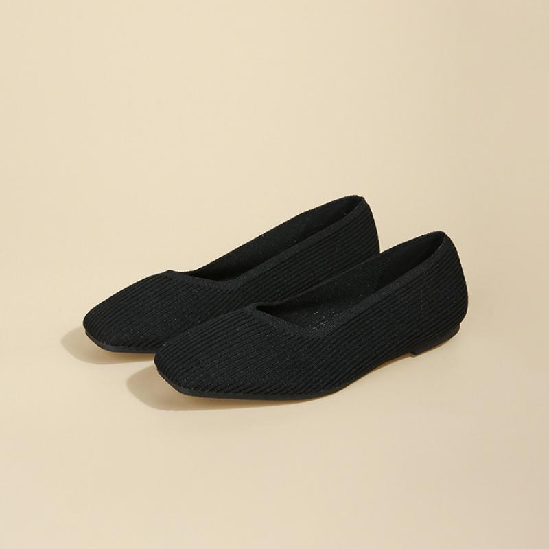 Fashion Spring 2025 New Flat Solid Color Shallow Shoes Women's Knitted Comfort Female Ballet Flats Casual Shoes Women Zapatos De Mujer
