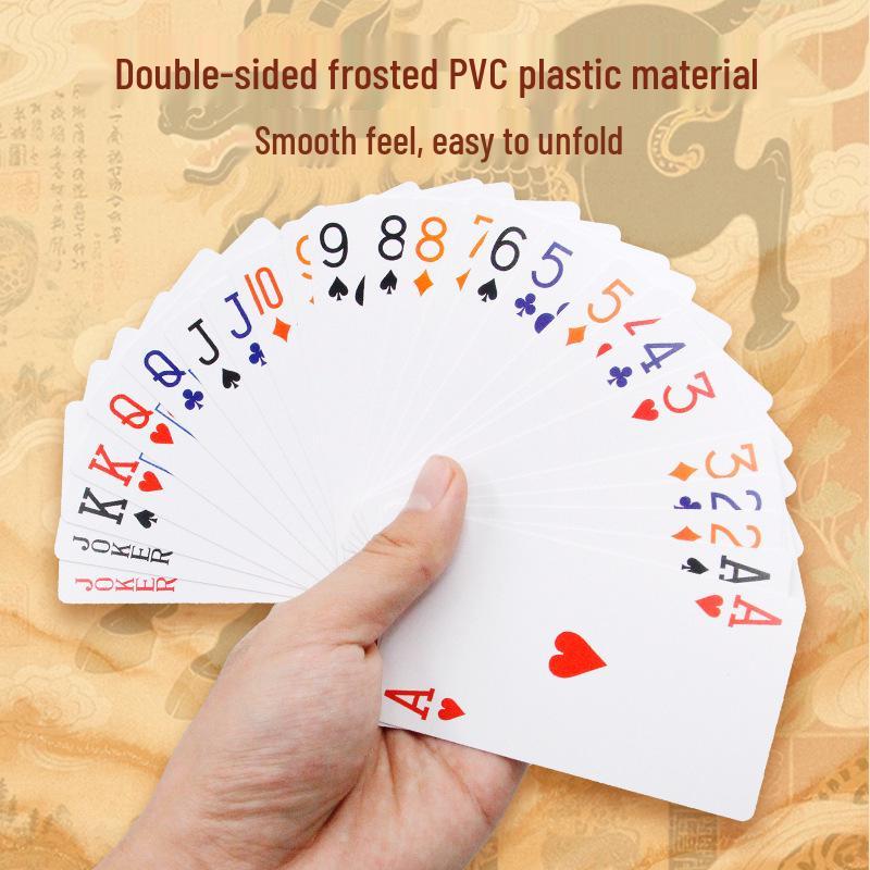Baralho de Cartas Wanquan Extra Longo à Prova d'Água Fosco de PVC para Guandan, Quatro Cores, Resistente a Dobras.