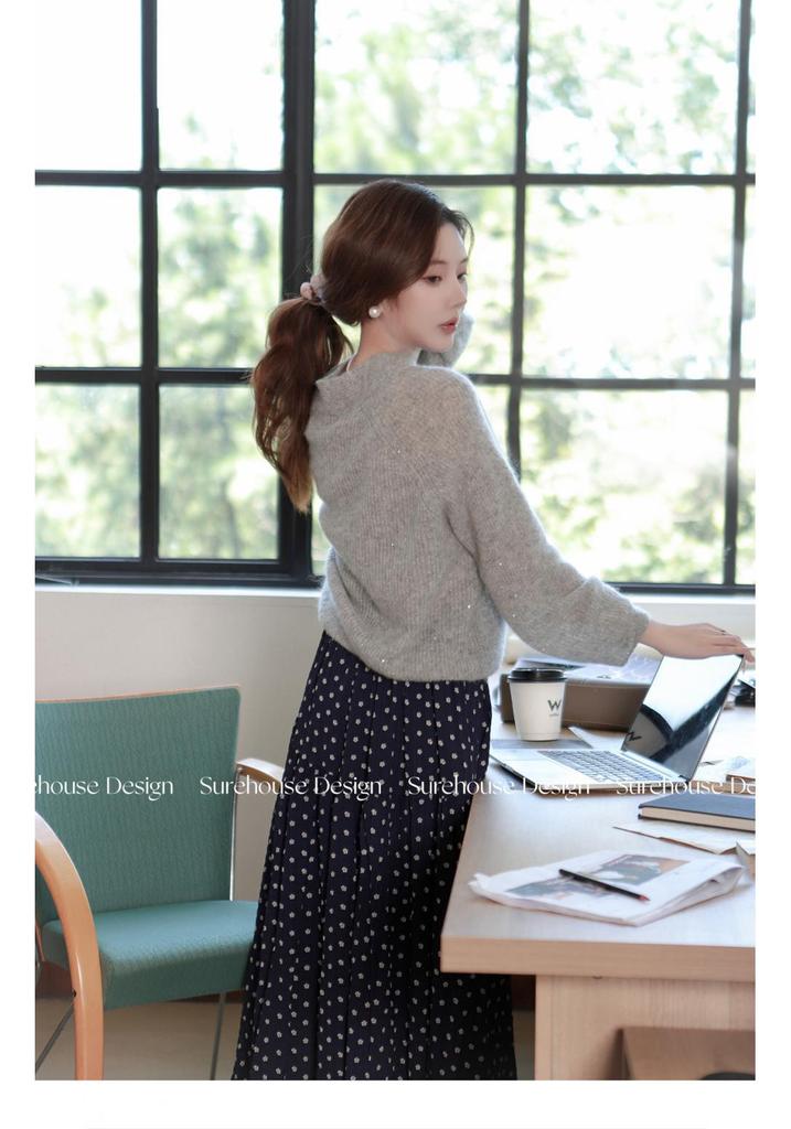 Silver Star Willow Catkins Mohair & Alpaca Ribbon Sweater Top for Women - Autumn/Winter Collection (30 Sticks)