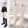 Women's Over-the-Knee Stretch Boots with Fleece, High or Flat Heel Options, for a Taller, Slimmer Look.