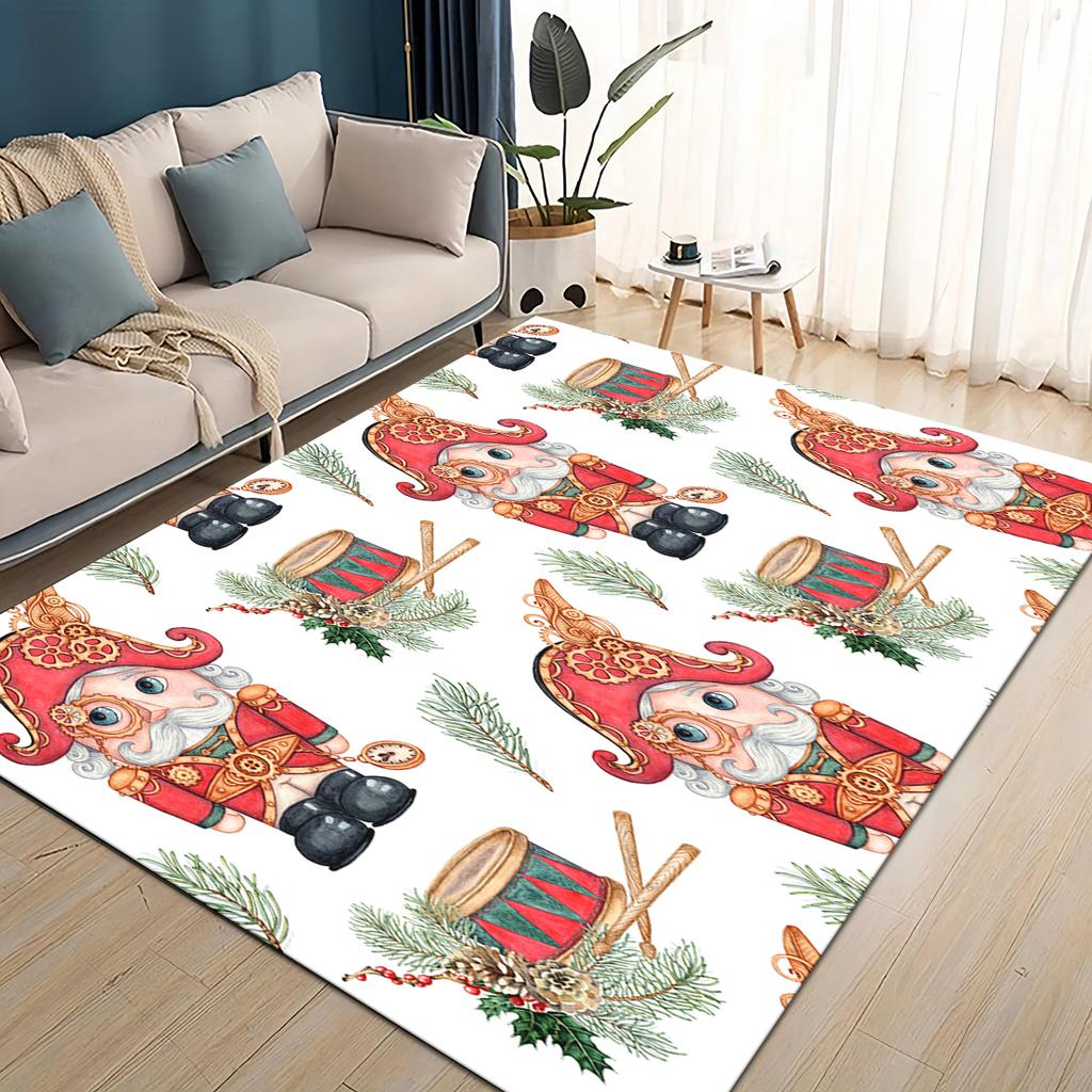 Merry Christmas Cartoon The Nutcracker Doll Festival Gift Carpet Rug for Living Room Bedroom Home Sofa Decoration,Non-slip Mat