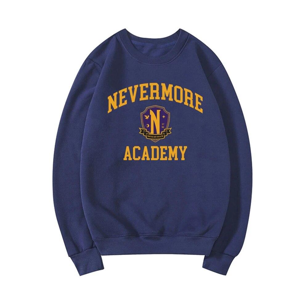 Nevermore Academy Sweatshirt Wednesday Adams Costume Retro Movie Sweater Unisex Crewneck Sweatshirts Casual Pullovers Hoodie Unisex