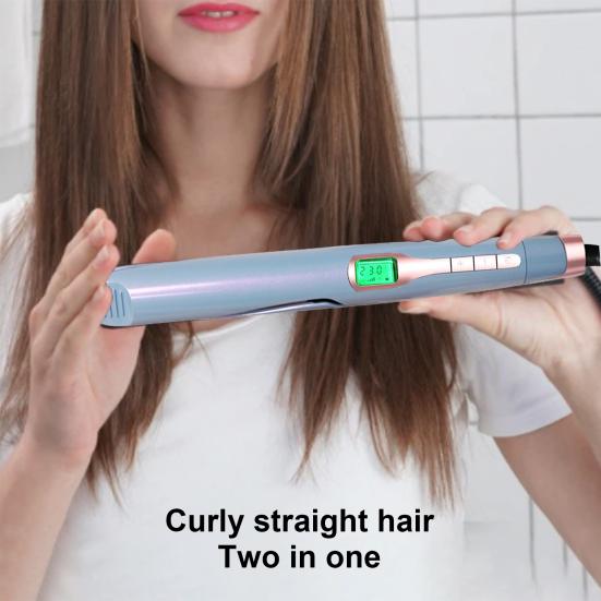 

Керлинг Керамика Профессиональный мгновенный обогрев ЖК-дисплей 2 в1 Twist Curling Iron Выпрямитель волос