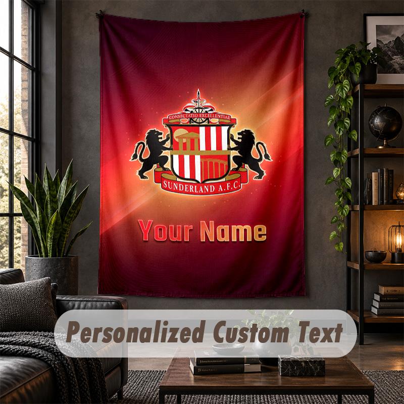 Personalized Wall Tapestry,Sunderland FC Custom Text, Soft Fabric Wall Art For Indoor Decoration