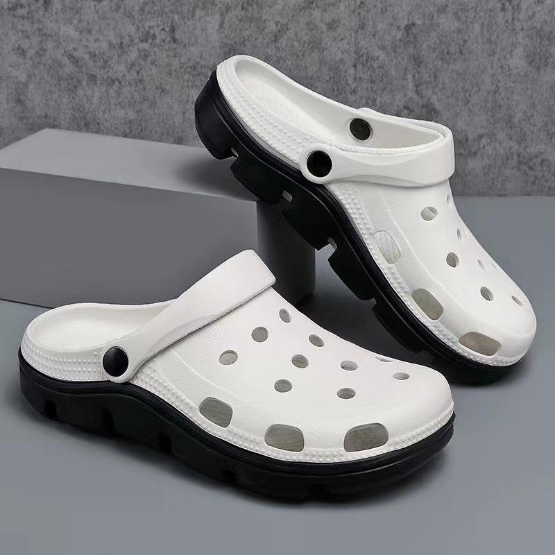 Pantofi cu găuri bărbați vară 2025 nou super foc birou plajă talpă moale antiderapant talpă groasă papuci cu vârf învelit bărbați