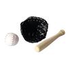3Pcs/Set Simulation Baseball Set Exquisite Model Props Wood Miniature Baseball Glove Set for Dollhouse Scene