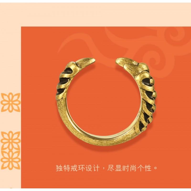 Adjustable Open Ring Men Women Vintage Dragon Claw Design Copper Band With Black Electroplated Finish Retro Style