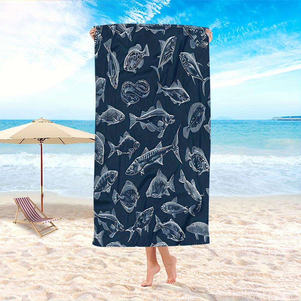 Sea Eel Beach Towel, Ocean Animal Print Super Absorbent Quick Dry Soft Microfiber Blanket for Outdoor Summer Vacation