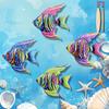 4 Pcs Wooden Fish Wall Decor Coastal Tropical Fish Wall Art Nautical Beach Theme Ocean Animal Hanging Sculpture for Bathroom Living Room Patio Decor