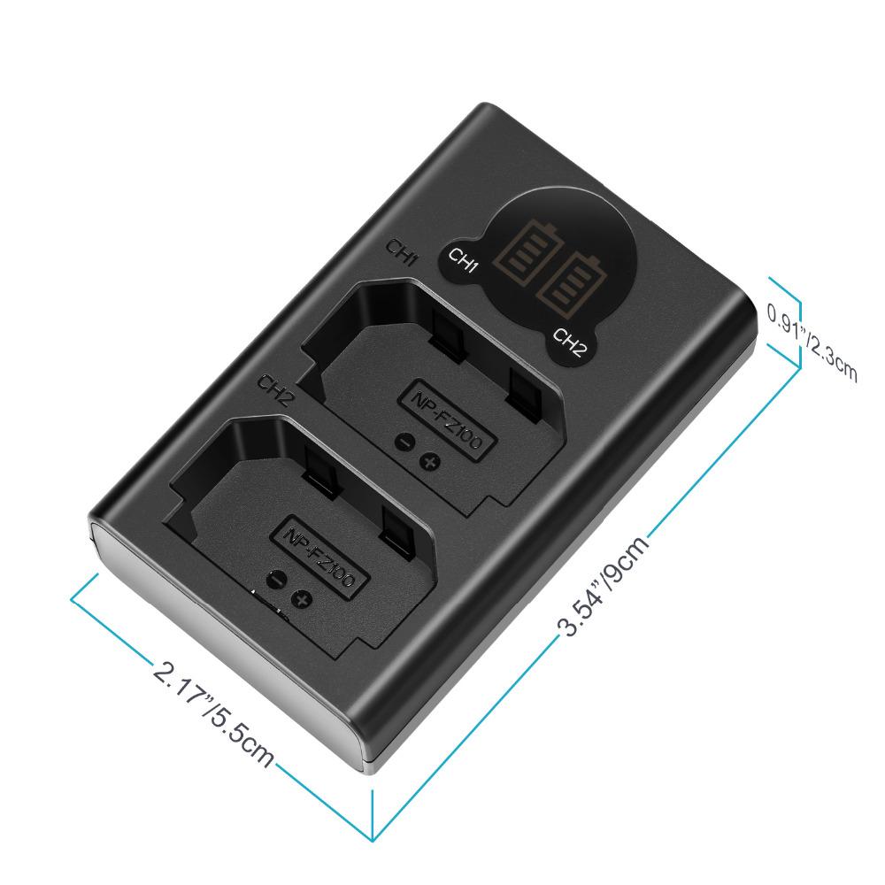 Neewer Dual USB Charger for Sony NP-FZ100 Battery For Sony ZV-E1, FX3, FX30, A1, A9 II, A7R V, A7S III, A7 IV, A6600, A7C Camera
