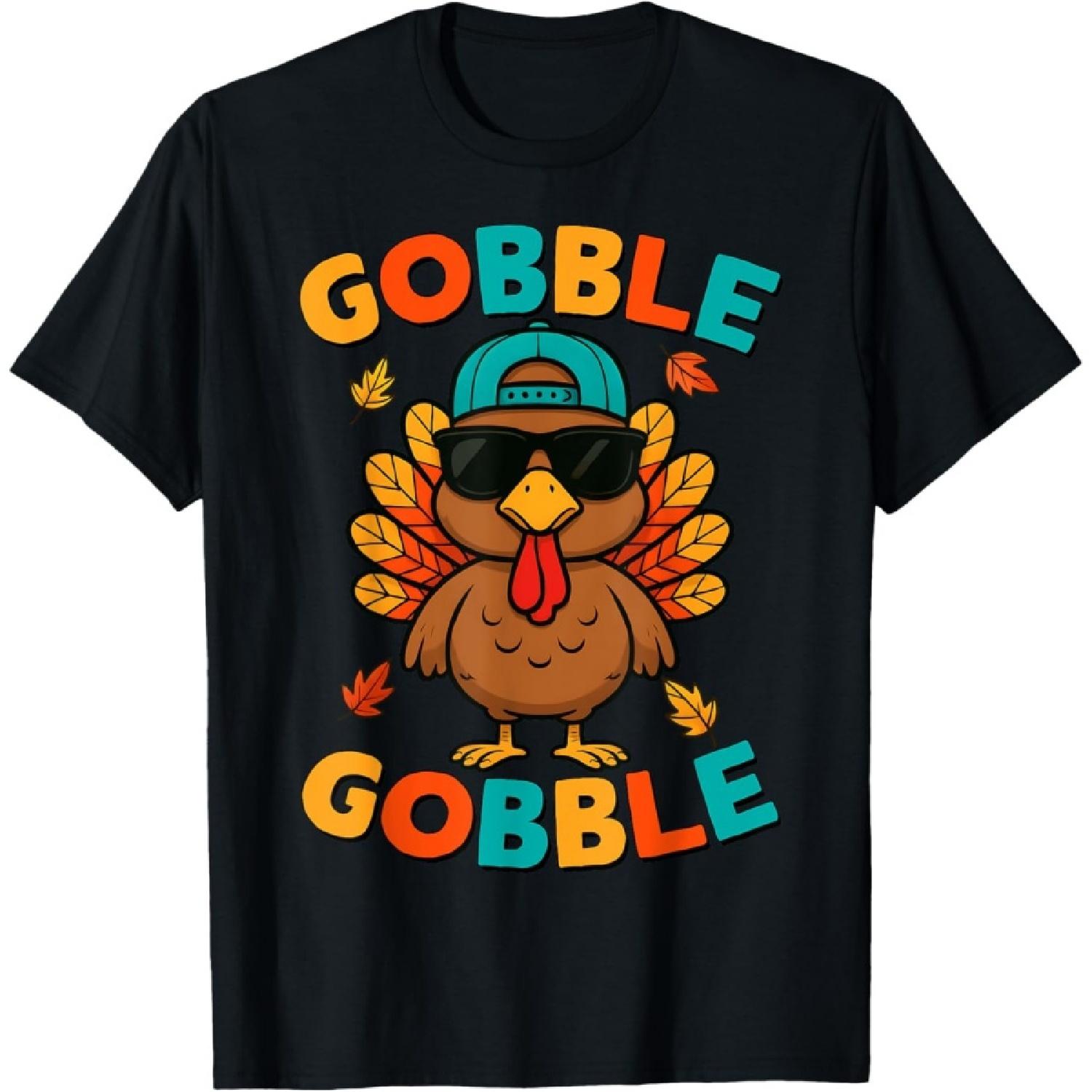 Cool Turkey Gobble Funny Thanksgiving Toddler Boys Kids T-Shirt S